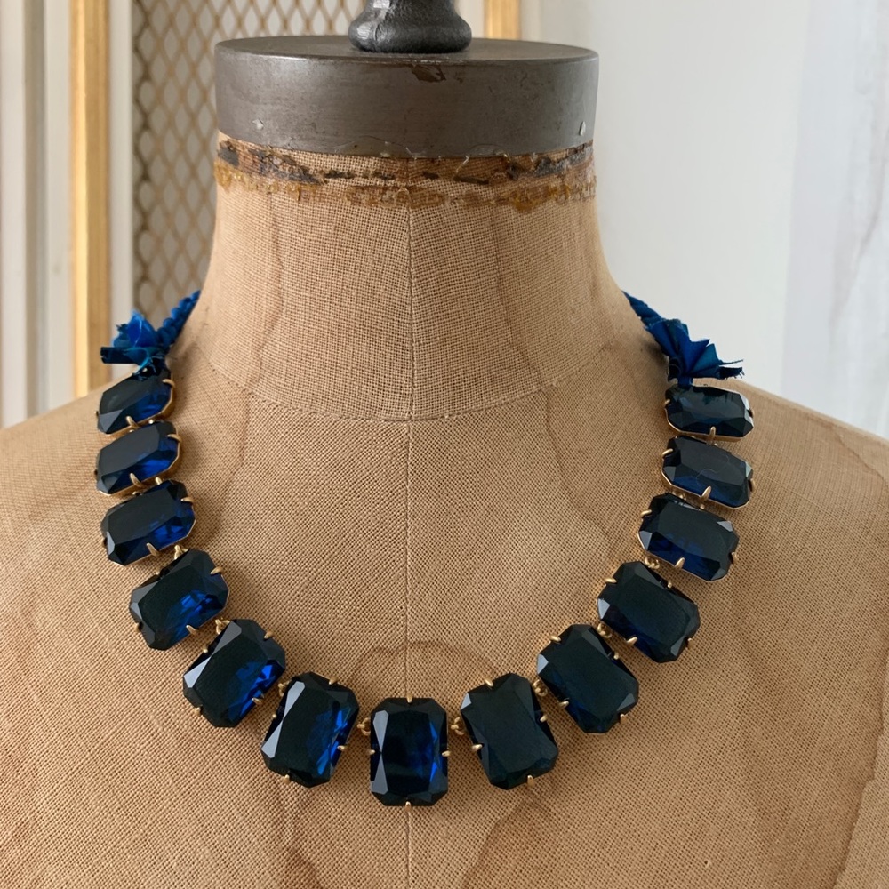 J.Crew Rectangular candy stone cord-tie necklace